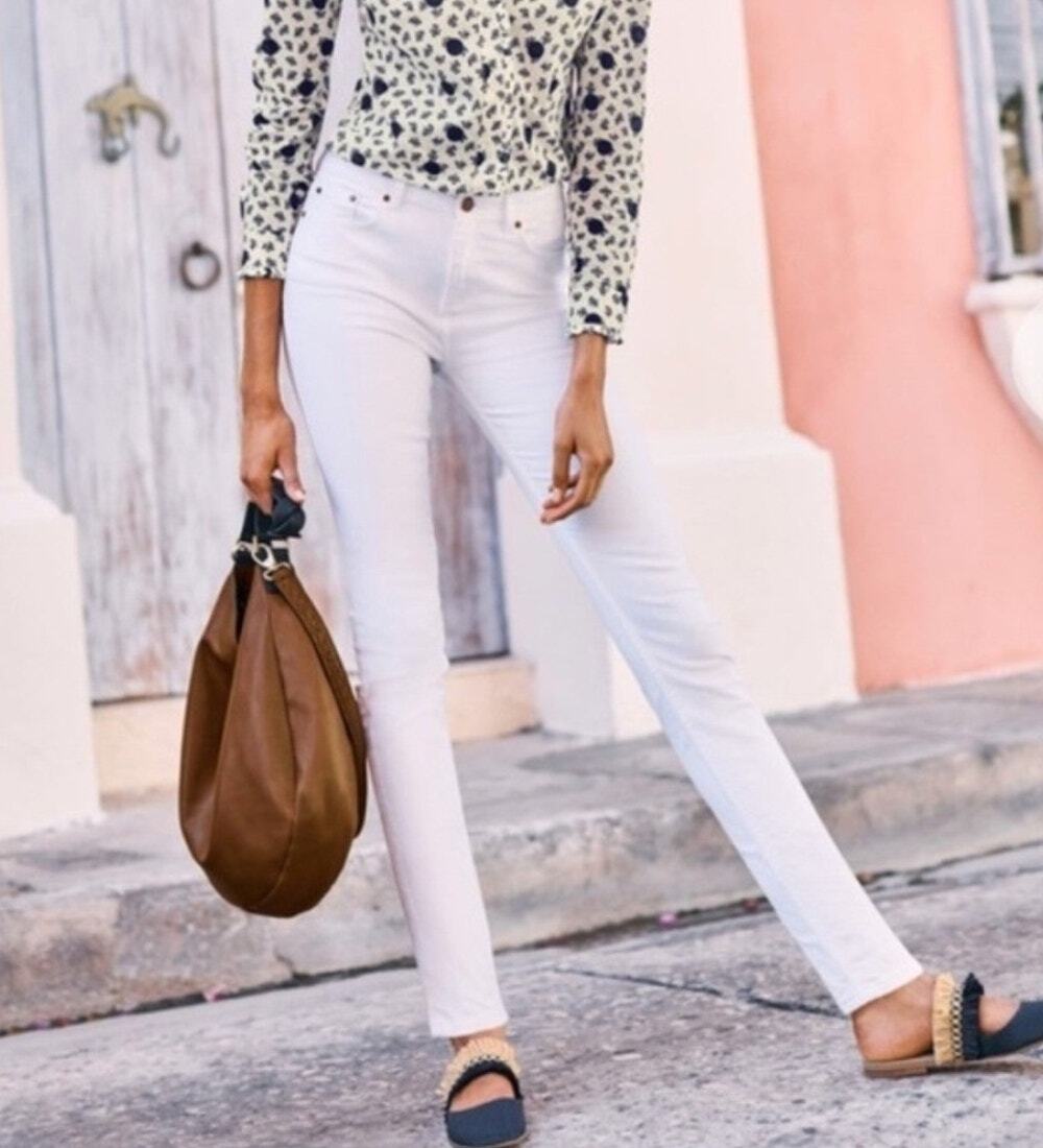 NWT Boden The Soho Skinny Jeans White High Rise Cotton Blend Stretch Size 12L